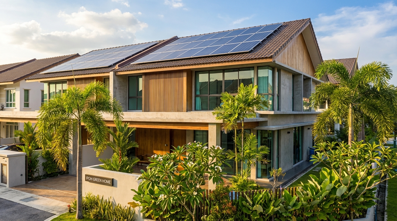 Solar panels installed on a modern home in Ipoh, Perak